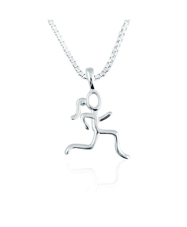 Sterling Silver Stick Figure Runner Necklace | .925 Sterling Silver Necklaces | Running Jewelry - CJ125MK1SFF