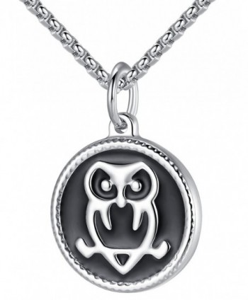 LineAve Stainless Steel Owl Pendant Necklace- Unisex- 22" + 2" Ext- 7c0016 - C4182W3U4MN