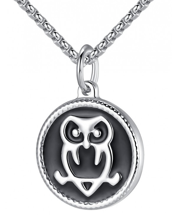 LineAve Stainless Steel Owl Pendant Necklace- Unisex- 22" + 2" Ext- 7c0016 - C4182W3U4MN