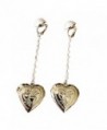 Women & Girls Gold Tone Heart Shaped Photo Locket Simulated Pearl Clip on Earrings Non Pierced Dangle - CA186CEQ2I9