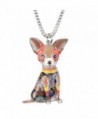 Bonsny Love Pets Enamel Zinc Alloy Chihuahua Necklace Dog Animal Pendant Women Jewelry 18" - Brown - C512N1EU6VQ