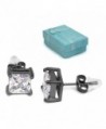 Buyless Fashion Surgical Steel Squared Crystal CZ Earrings In Gift Box (Multi sizes) - C412CLWI035