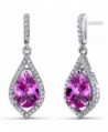 Created Pink Sapphire Tear Drop Dangle Earrings Sterling Silver 5 Carats - CR12BHQGN6H