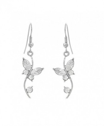 Glamorousky Butterfly in Flower Earrings with Silver Austrian Element Crystals and Crystal Glass (1329) - C5118SOE4LD