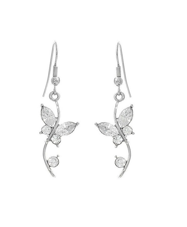 Glamorousky Butterfly in Flower Earrings with Silver Austrian Element Crystals and Crystal Glass (1329) - C5118SOE4LD