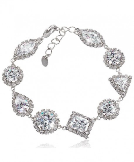 EVER FAITH Art Deco Wedding Bracelet Chain Clear CZ Silver-Tone - CL11LYQ8L4X
