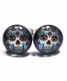 Cross Floral Skull Unisex Stainless Steel White Stud Earrings - C711SE1RO6H