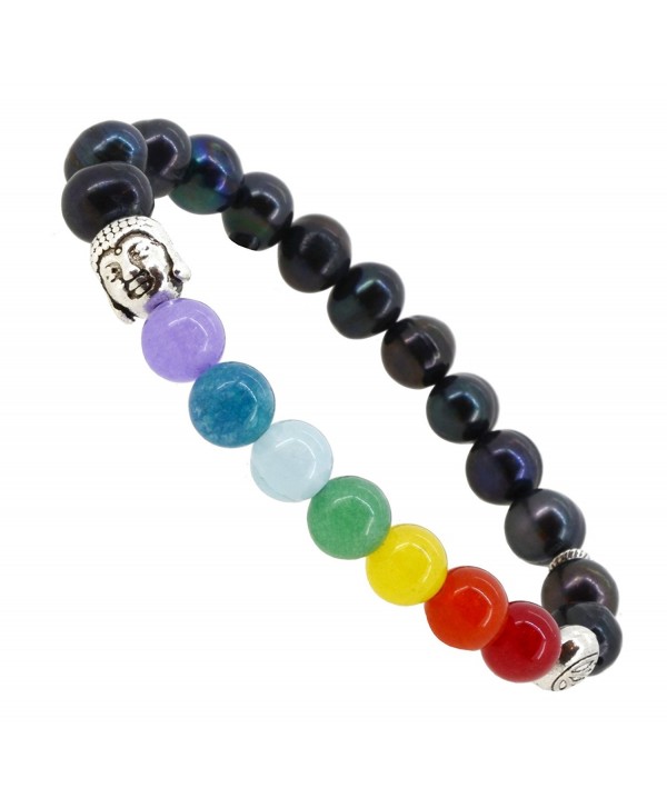 7 Chakra Balancing Stones Meditation Yoga Buddha Lotus Jewelry Stretch Bracelet - CJ123V2P721