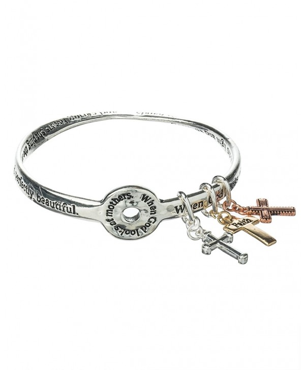 Mothers Prayer Twist Bangle Bracelet God Bless with Cross Charms - C111FIRLG8H