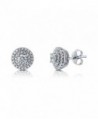 BERRICLE Rhodium Plated Sterling Silver Halo Stud Earrings Made with Swarovski Zirconia Round - C4129CCHUVP