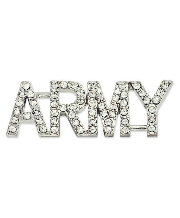 PinMart's Rhinestone Crystal ARMY Brooch Pin with Safety Back 1-3/4" - CP119PEOO6P