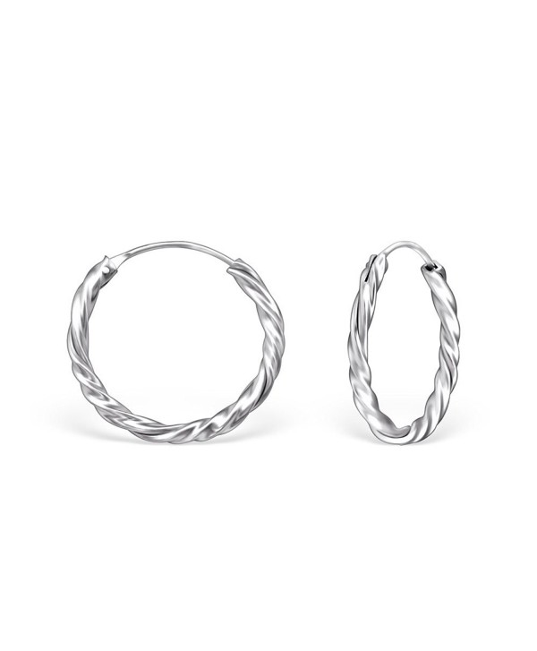 925 Sterling Silver Twisted Endless Hoop Earrings 558 (18mm) - CY12N4Q9B7Y