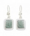 NOVICA Green Jade and .925 Sterling Silver Rectangular Dangle Earrings- 'Modern Maya' - CW127Y1RQU1