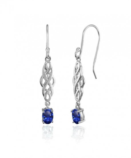 Sterling Silver Created Sapphire Earrings - Created Blue Sapphire -?Sterling Silver - C9186RQD7HT