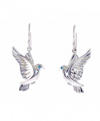 Sterling Silver and 3 Color CZ"White Rock Dove"Symbolic of Peace-Love-Luck and Prosperity Earrings - Blue - CD12MY2BORY