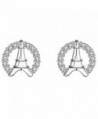 S925 Silver Plated Cubic zirconia Shining Eiffel Tower Women Stud Post Earrings - CF186L0MDRL
