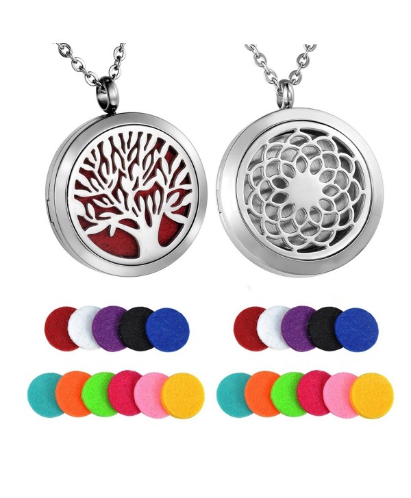 HooAMI Sunflower Aromatherapy Essential Oil Diffuser Necklace Pendant Locket Jewelry - Silver(2pcs lockets) - CC1820CGM5D