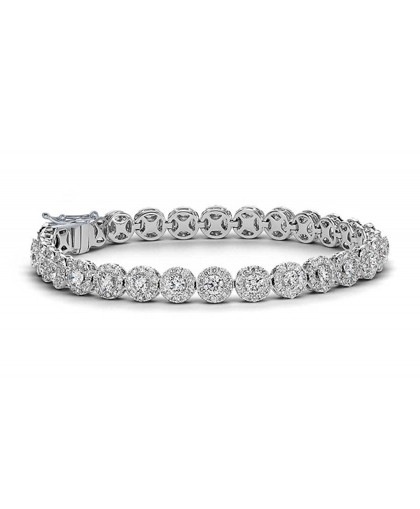 NYC Sterling Women 8MM Floral Halo Design Tennis Bracelet - C51853MH96R