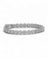 NYC Sterling Women 8MM Floral Halo Design Tennis Bracelet - C51853MH96R