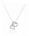 Lureme Pave Crystal Double Heart Silver Tone Pendant Necklace for Women Adjustable Length 01000789-1 - C911E2THM3P