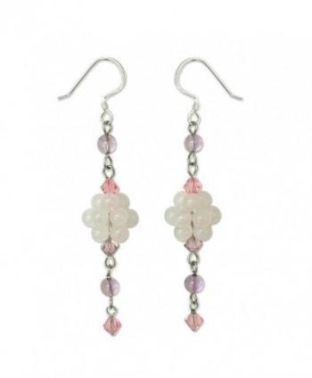 NOVICA Multi-Gem Rose Quartz .925 Sterling Silver Beaded Dangle Hook Earrings- 'Enchanted Bloom' - C4111CHR9X3