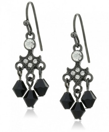 1928 Jewelry Drop Earrings - Black- Clear - CQ12DOP99O7