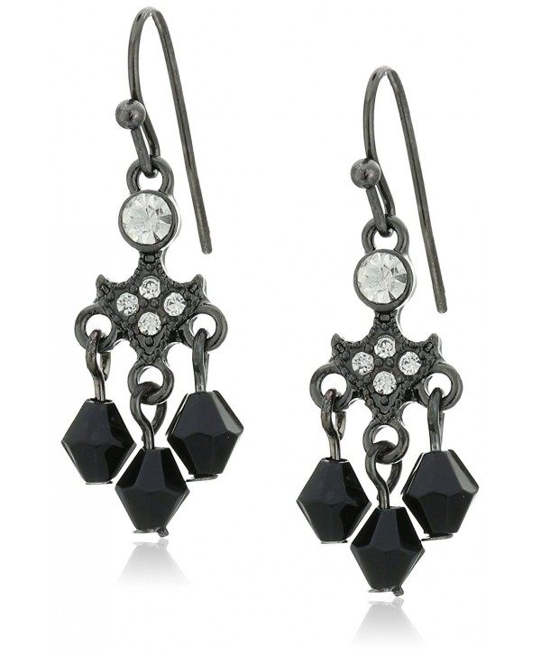 1928 Jewelry Drop Earrings - Black- Clear - CQ12DOP99O7