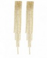Goldtone 4.5 Inch Chandelier with Tassels and Stones Clip On Earrings (E-1063) - CQ11LZY64F7