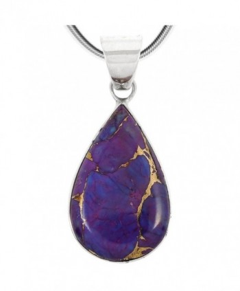 Purple Turquoise Pendant Necklace in Sterling Silver (SELECT from different styles) - Modern Teardrop - CF18C7T9R3N