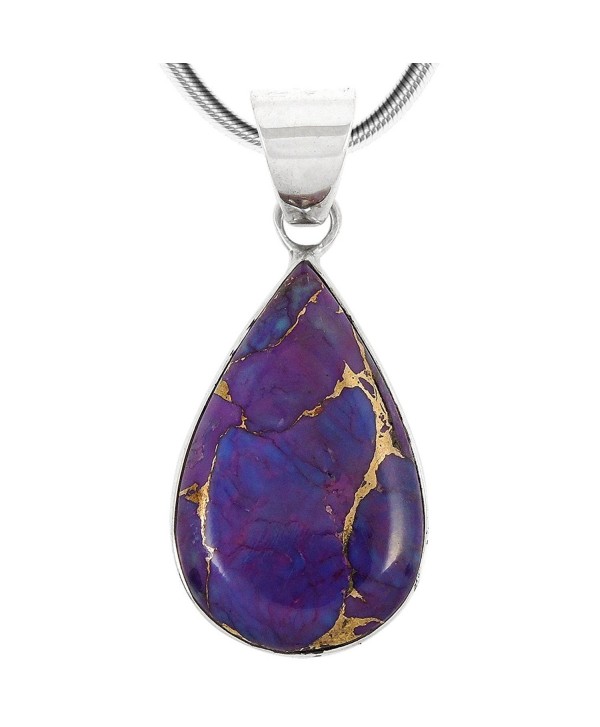 Purple Turquoise Pendant Necklace in Sterling Silver (SELECT from different styles) - Modern Teardrop - CF18C7T9R3N