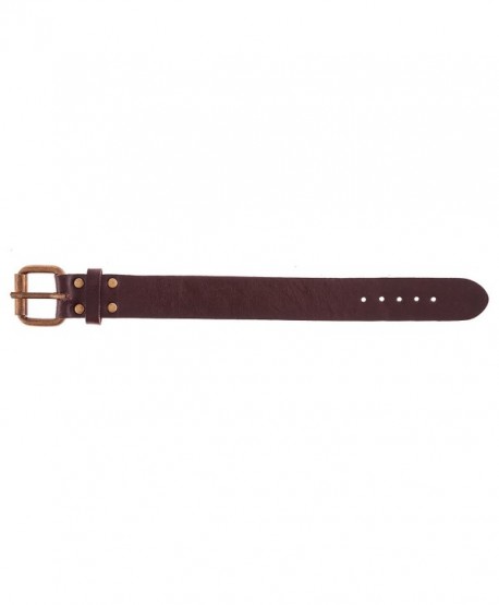 True Heart Style Genuine Leather Cuff Band Buckled Bracelet Wide Chunky - Chocolate Brown - CT11YMZAPJB