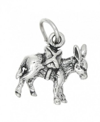 Sterling Silver Oxidized Three Dimensional Donkey Pack Mule Charm - CD115VHMDTF