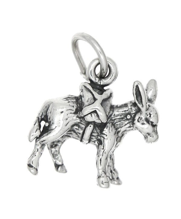 Sterling Silver Oxidized Three Dimensional Donkey Pack Mule Charm - CD115VHMDTF