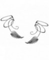 Southwest Leaf Curly Wave Ear Cuff Non-pierced Cartilage Wrap Earrings- a Pair in Sterling Silver - CK12O6CKJVA