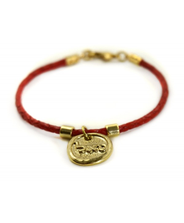 Kabbalah 72 Names of God Gold Plated Red Leather Bracelet SAL for Prosperity - CG12NBA0DYP