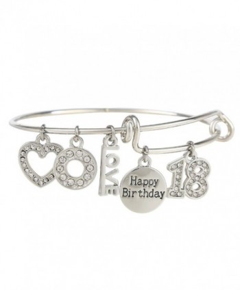 Birthday Expandable Engraved Adjustable Bracelet - Silver - C8187K0998Z