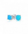 Women Sterling Silver Magnificent Lab Created Blue Opal Stud Earring- Ear Pierced Only - CJ1863S5RNG