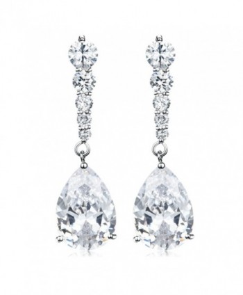 Vesil Wedding Cubic Zirconia Teardrop Dangle Earrings - White - CJ129IM7P87