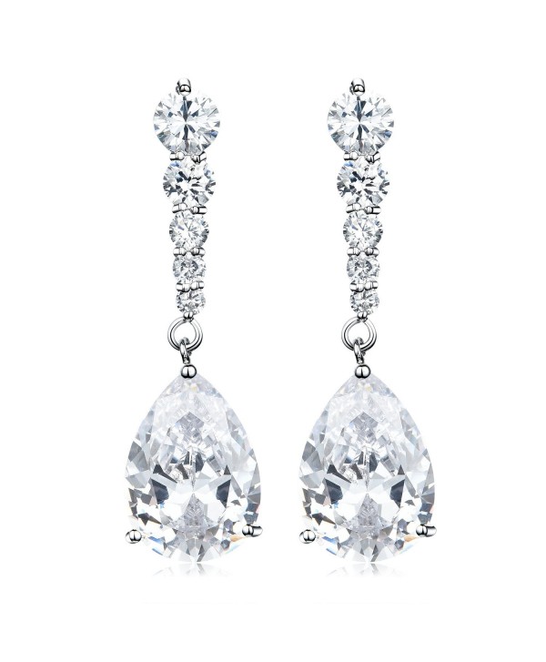 Vesil Wedding Cubic Zirconia Teardrop Dangle Earrings - White - CJ129IM7P87