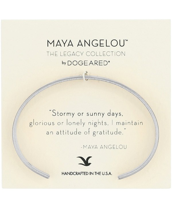 Dogeared Maya Angelou 2.0 "Attitude of Gratitude" Thin Engraved Cuff Bracelet - Silver - CU17YHW5DQE