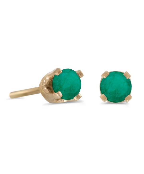 3 mm Petite Round Genuine Emerald Stud Earrings in 14k Yellow Gold - CH115FZMNGL