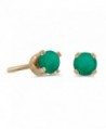 3 mm Petite Round Genuine Emerald Stud Earrings in 14k Yellow Gold - CH115FZMNGL