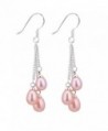 6 Multi-Color Cultured Freshwater Pearl Dangle Earrings 1.5 Inch - Peach - CP124SNWDP1