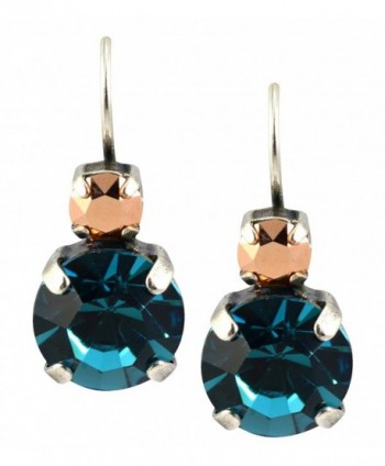 Mariana "Blue Suede Shoes" Silver Plated Petite Round Crystal Drop Earrings - CQ11FYWPPGZ