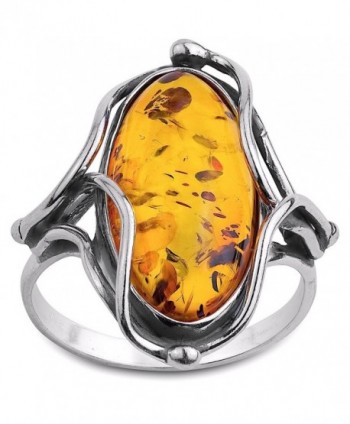 Amber Collection and Sterling Silver Oval Ring - CH1145A0Y53