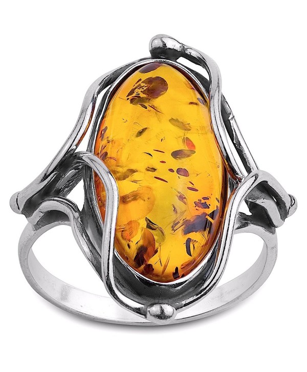 Amber Collection and Sterling Silver Oval Ring - CH1145A0Y53