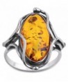Amber Collection and Sterling Silver Oval Ring - CH1145A0Y53
