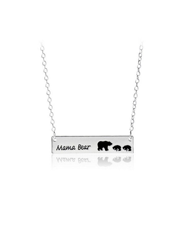 Sweet Family Mama Baby Bear Necklaces Gifts Silver Color Mama Bear Bar Pendant Necklace Jewelry - bar 2 cub - CA17Z7LY245