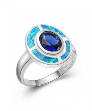 Christmas Gift Band Ring Sterling Silver Australian Blue Opal Sapphire Women Men Jewelry Size 7 8 - CM186DXNZMO