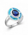 Christmas Gift Band Ring Sterling Silver Australian Blue Opal Sapphire Women Men Jewelry Size 7 8 - CM186DXNZMO